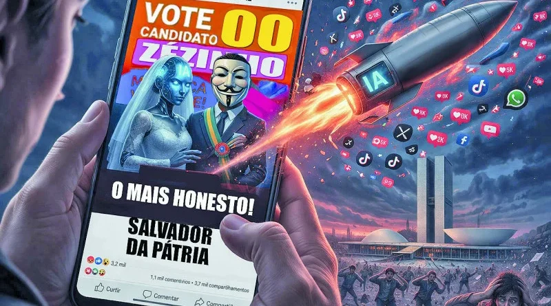 propaganda eleitoral fake -  Foto: Imagem gerada por IA