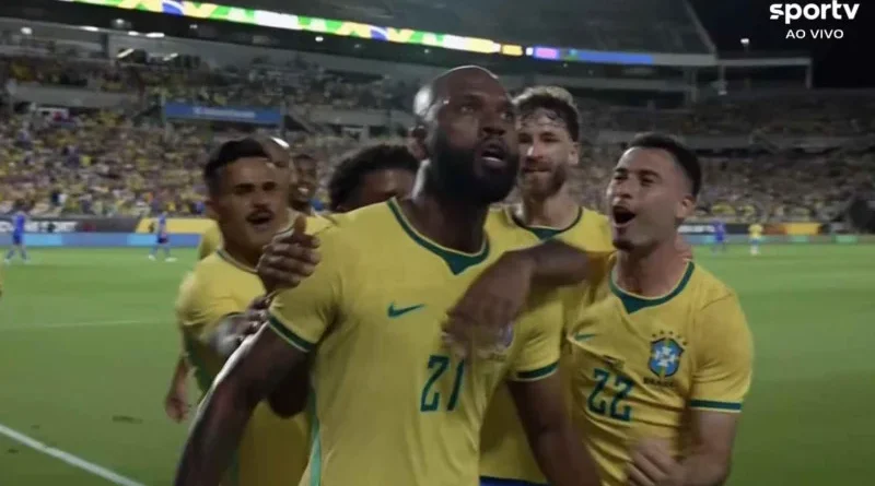 Igor Thiago marcou o segundo gol brasileiro na vitória sobre a Croácia. Foto: Reprodução/SporTV