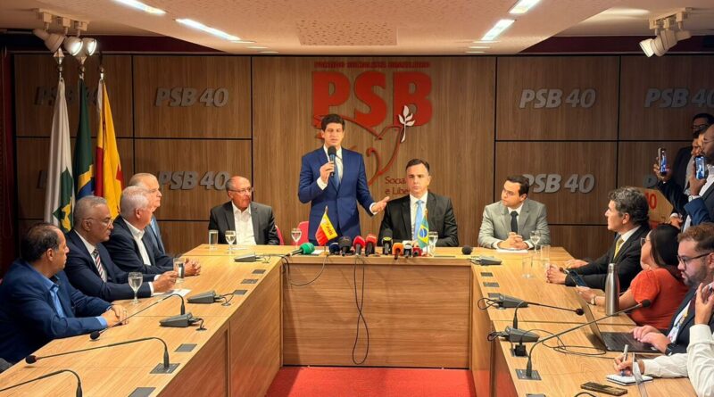 Ato de filiação de Rodrigo Pacheco, na sede do PSB, em Brasília (DF)